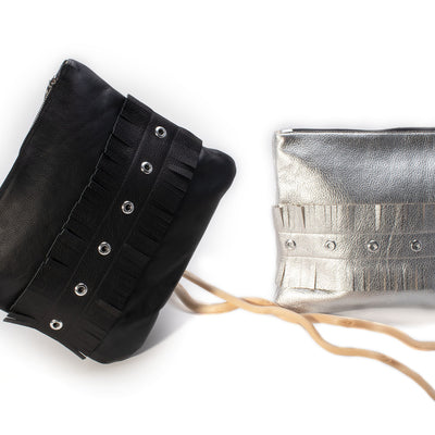 "Franny" pouch/clutch-handmade leather bags-handcrafted leather-unique design bag-luxury leather bag-stylish bag-OKOhandbags