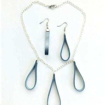 Droplet necklace and earrings-handmade leather bags-handcrafted leather-unique design bag-luxury leather bag-stylish bag-OKOhandbags