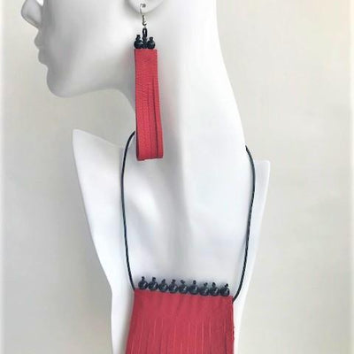 Margo necklace and earrings set-handmade leather bags-handcrafted leather-unique design bag-luxury leather bag-stylish bag-OKOhandbags