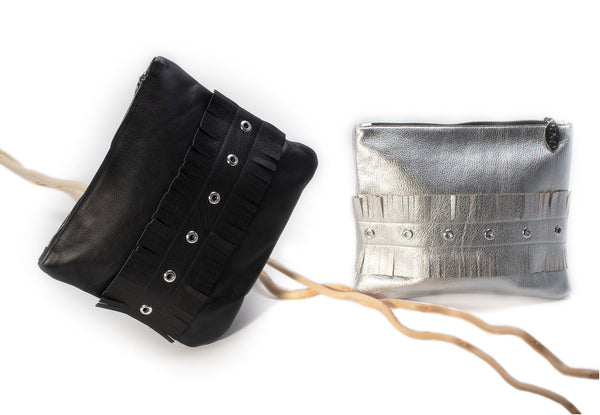 "Franny" pouch/clutch-handmade leather bags-handcrafted leather-unique design bag-luxury leather bag-stylish bag-OKOhandbags