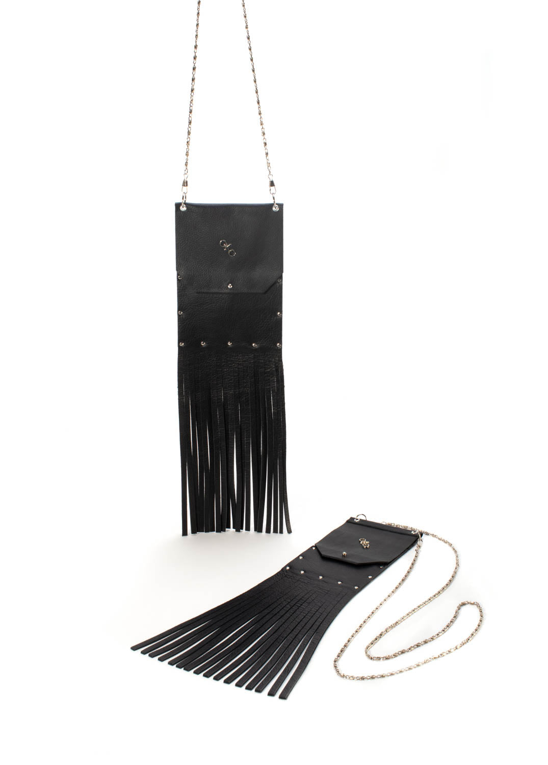 "Urban Chic" cell phone pouch with fringe.-handmade leather bags-handcrafted leather-unique design bag-luxury leather bag-stylish bag-OKOhandbags